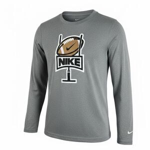 EUC NIKE Dri Fit Boys Gray Long Sleeve Football Athletic Tee Shirt - Size 7